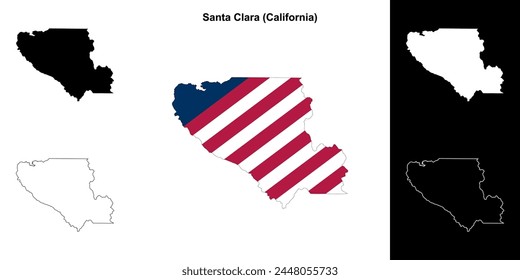 Santa Clara County (California) outline map set