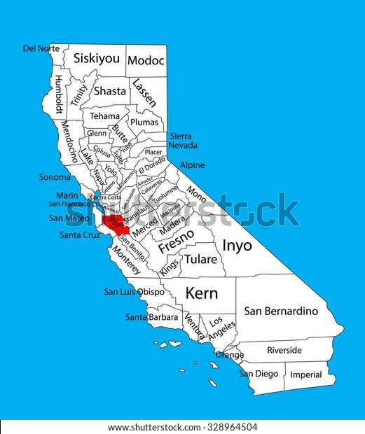 santa clara county california map Santa Clara County California United States Stock Vector Royalty santa clara county california map