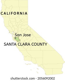 Santa Clara County And City Of San Jose Location On California State Map