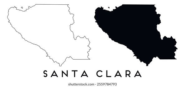 Santa Clara map outline and black silhouette vector