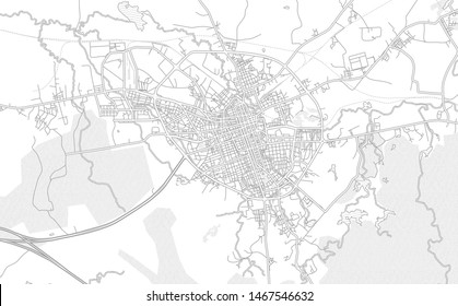 Santa Clara, Villa Clara, Cuba, bright outlined vector map with bigger and minor roads and streets created for infographic backgrounds.