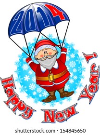 Santa Claus 2014 on a parachute vector illustration