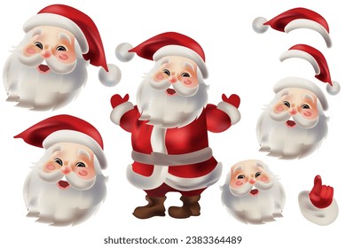 santa claus 3d character design elements body parts face and expression character art illustration kids chracter christmas vector illustration
