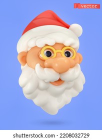 Santa Claus 3d vector cartoon icon. Christmas decoration