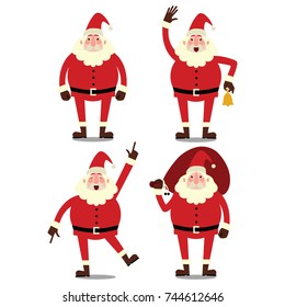 santa claus in 4 different pose action character design vector illustration