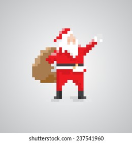 Santa claus 8-bit pixel style.