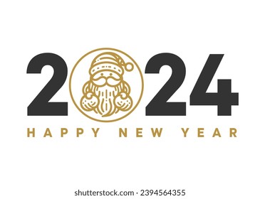 El dibujo abstracto de Santa Claus feliz año nuevo 2024 simple y elegante saludo 