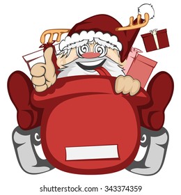 Santa Claus in action - Santa sleigh is out of control (crazy Santa with deer antler)