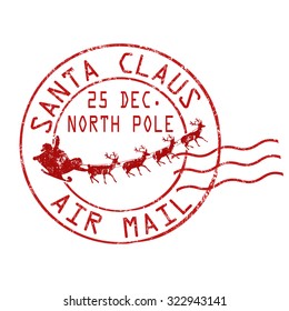 Santa Claus air mail grunge rubber stamp on white background, vector illustration