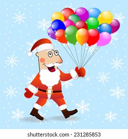 Santa claus with air marbles,  vector  illustration
