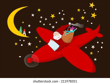 Santa Claus in airplane