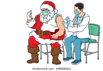 Santa Claus and all people affordability privilege or priority to access Coronavirus vaccine and vaccination during coronavirus pandemic Concept. Illustration, Art, Vector isolated on background.