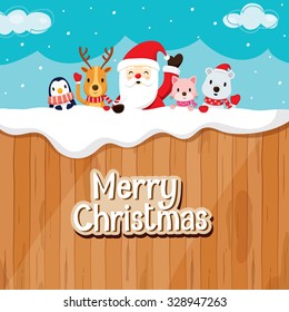 Santa Claus, Animals On Wood Fence, Merry Christmas, Xmas, Happy New Year, Objects, Festive, Celebrations