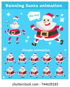 Animation des Weihnachtsmannes. Zeichen bereit für Animation. Einfach lief der Weihnachtsmann. Vektorgrafik