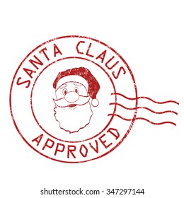 Santa Claus approved grunge rubber stamp on white background, vector illustration