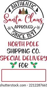 Weihnachtsmann genehmigt, North Pole Shipping Co, Frohe Weihnachten, Weihnachten, Weihnachtsfeiertag