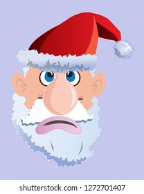 santa claus astonished face expression vector