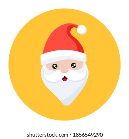 avatar de Santa claus en un icono plano, concepto de navidad