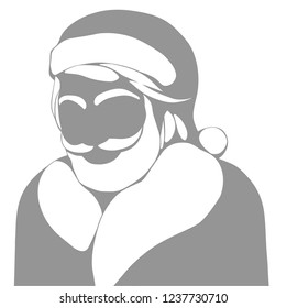 Santa Claus avatar, hand drawn silhouette illustration isolated on white