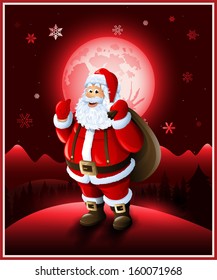 Santa Claus background Christmas red greeting card design