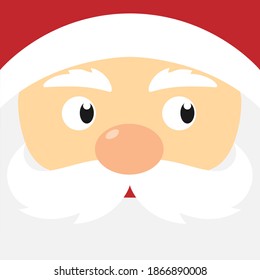 Santa Claus background face. Merry Christmas. Greeting card vector illustration 