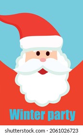 santa claus background for posters covers flyers banners. Winter time, background pattern on the theme of winter.
Flat vector illustration.