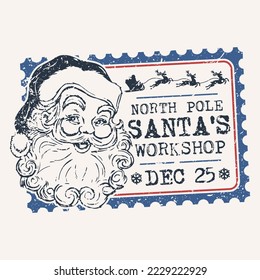 Santa Claus Badge North Pole Quality. Workshop Original Stamp Design Vector Art Vintage Seal.