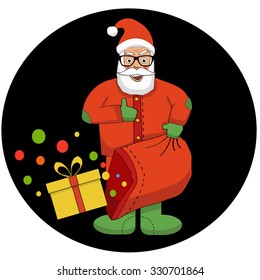 Santa Claus with a bag and a gift