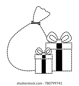 santa claus bag with giftboxes