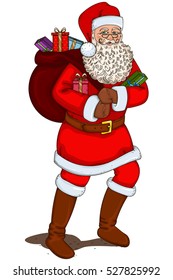 Santa Claus with a bag of gifts.