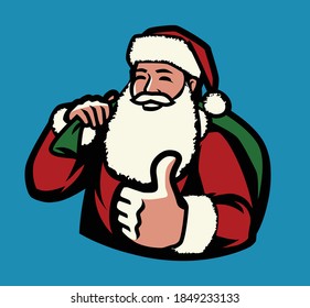 Santa Claus with bag of gifts. Christmas symbol vector illustration