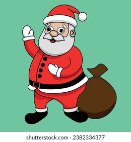 Santa Claus with a bag of gifts, Christmas