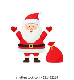 Santa Claus with a bag of gifts. flat illustration isolate on a white background. easy to use