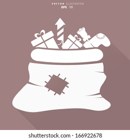 Santa Claus bag with gifts icon