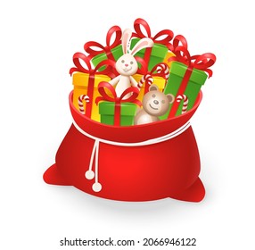 Santa Claus bag with gifts - isolated