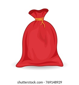 Santa Claus bag icon. Christmas red sack. Holiday object. Vector illustration
