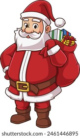 Santa claus with bag over shoulder vector illustration