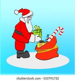 Santa claus with a bag of presents 