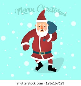 Santa Claus Bag Presents Flat Cartoon Stock Vector (Royalty Free ...