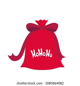 Santa Claus bag. Red bag with bow isolated on white background