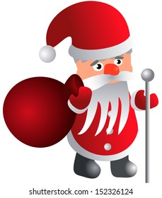 Santa Claus with a bag and a staff - vector