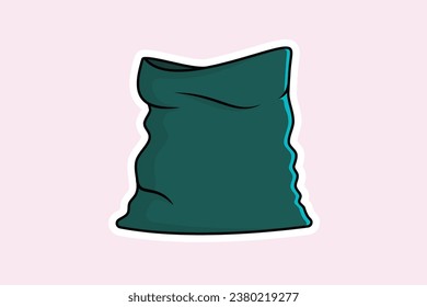 Ilustración vectorial de Santa Claus Bag Sticker. Concepto de icono de objetos de vacaciones. Celebración navideña sorpresivo logo de diseño de pegatinas con sombra.