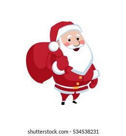 Santa Claus with a bag. Vector illustration