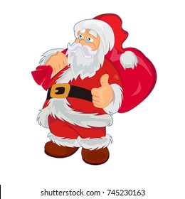 Santa Claus with bag, vector illustration