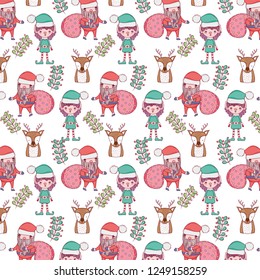 santa claus with bags and helpers pattern