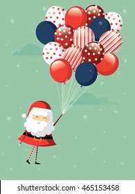 santa claus balloon fly vector. illustration