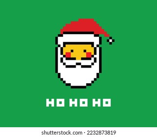 Cartel de Santa Claus. Ho ho ho ho ho. Merry Christmas and Happy New Year pixel art ilustración