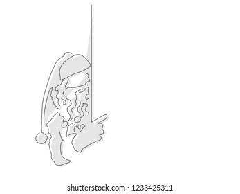 Santa Claus with a banner isolated line drawing, vector illustration design. Christmas collection.