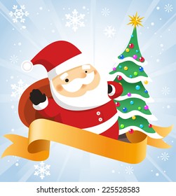 Santa claus with banner vector cartoon illustration