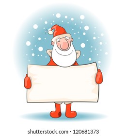 Santa Claus with a banner. Vector illustration